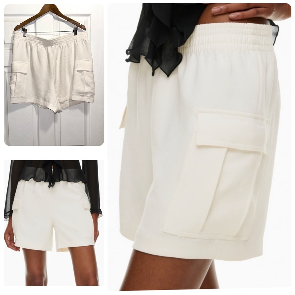 Aritzia Wilfred Highlight Cargo Shorts Crepette Lt Birch Relaxed Fit Size XL